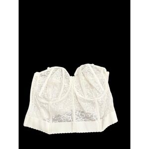 Goddess 689 White Lace 48dd Underwire Long‎ Line  Bra No Straps Preowned